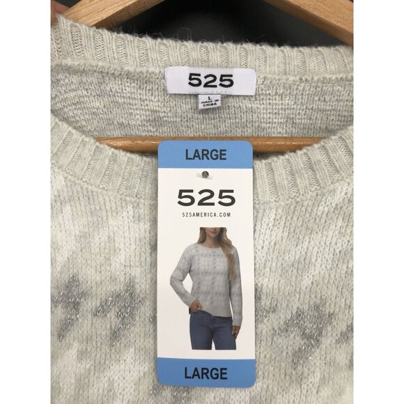 NWT 525 Women's Houndstooth Pullover Sweater Size L White/Gray Soft Warm Cozy - Picture 3 of 7